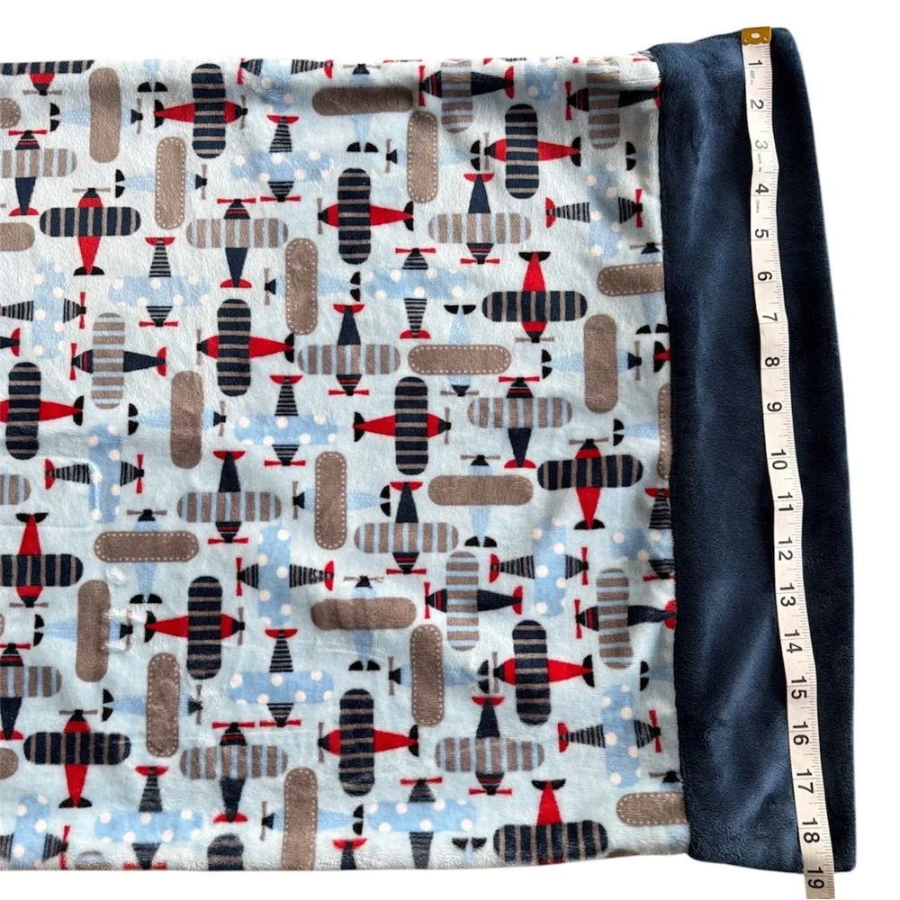 Airplane Minky Pillowcase Double-Sided Print – Blue/Navy Standard (NEW)